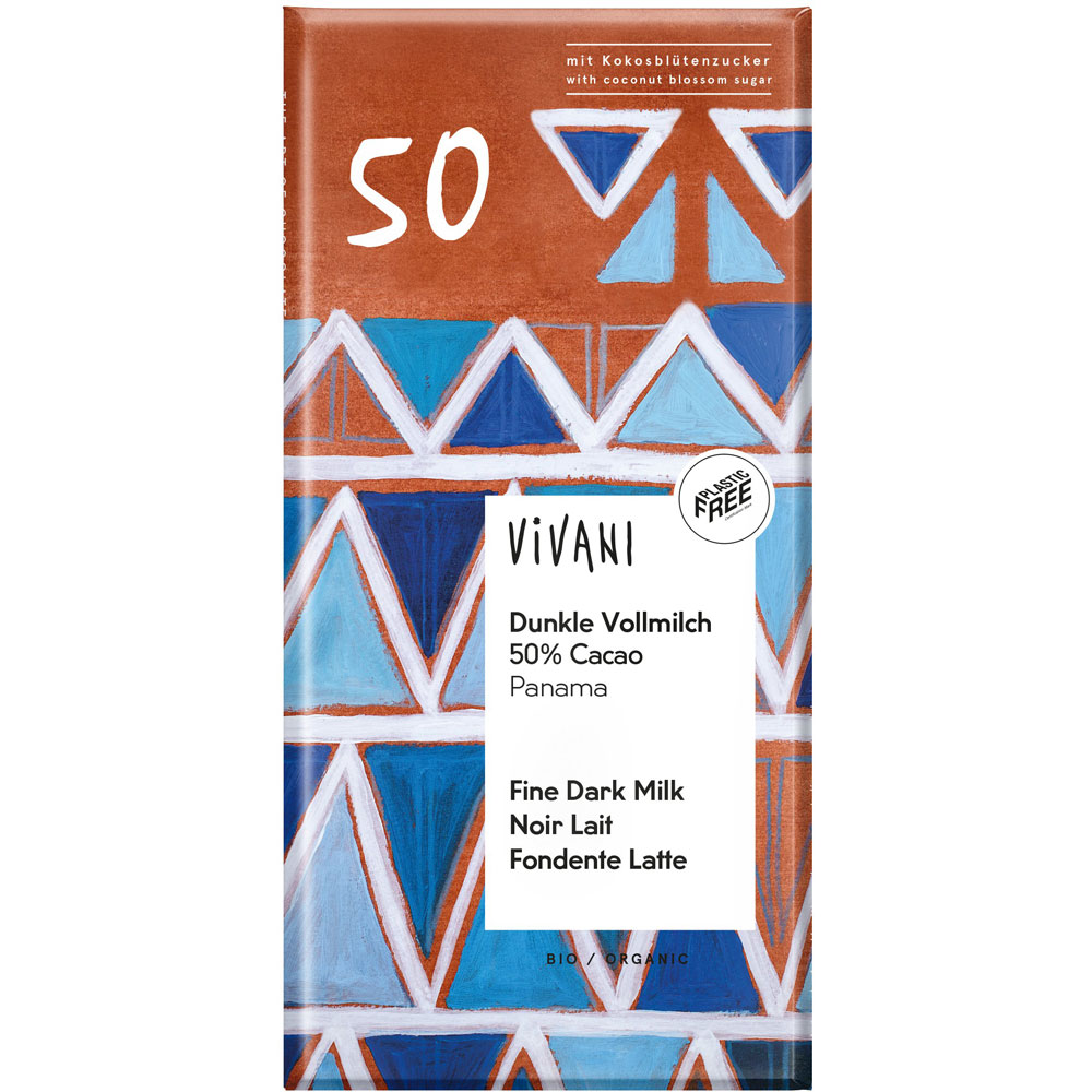 4er-SET  Bio Schokolade Dunkle Vollmilch 50% Kakao 100g Vivani - Bild 1