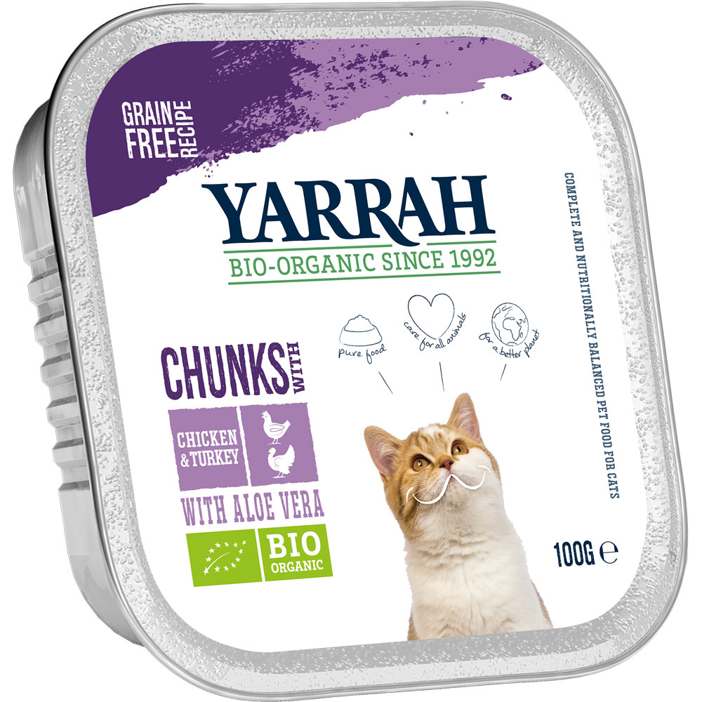 4er-SET Bröckchen Huhn Truthahn 100g Yarrah Bio Katzenfutter - Bild 1