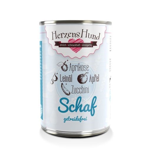 4er-SET Ergänzungsfutter Schaf mit Apfel NICHT BIO 400g HerzensHund - Bild 1