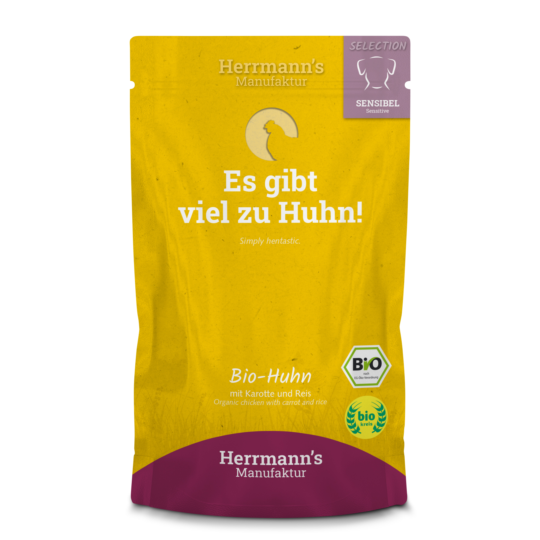 4er-SET Hundefutter Bio Huhn mit Karotte und Reis 150g Herrmann's - Bild 1