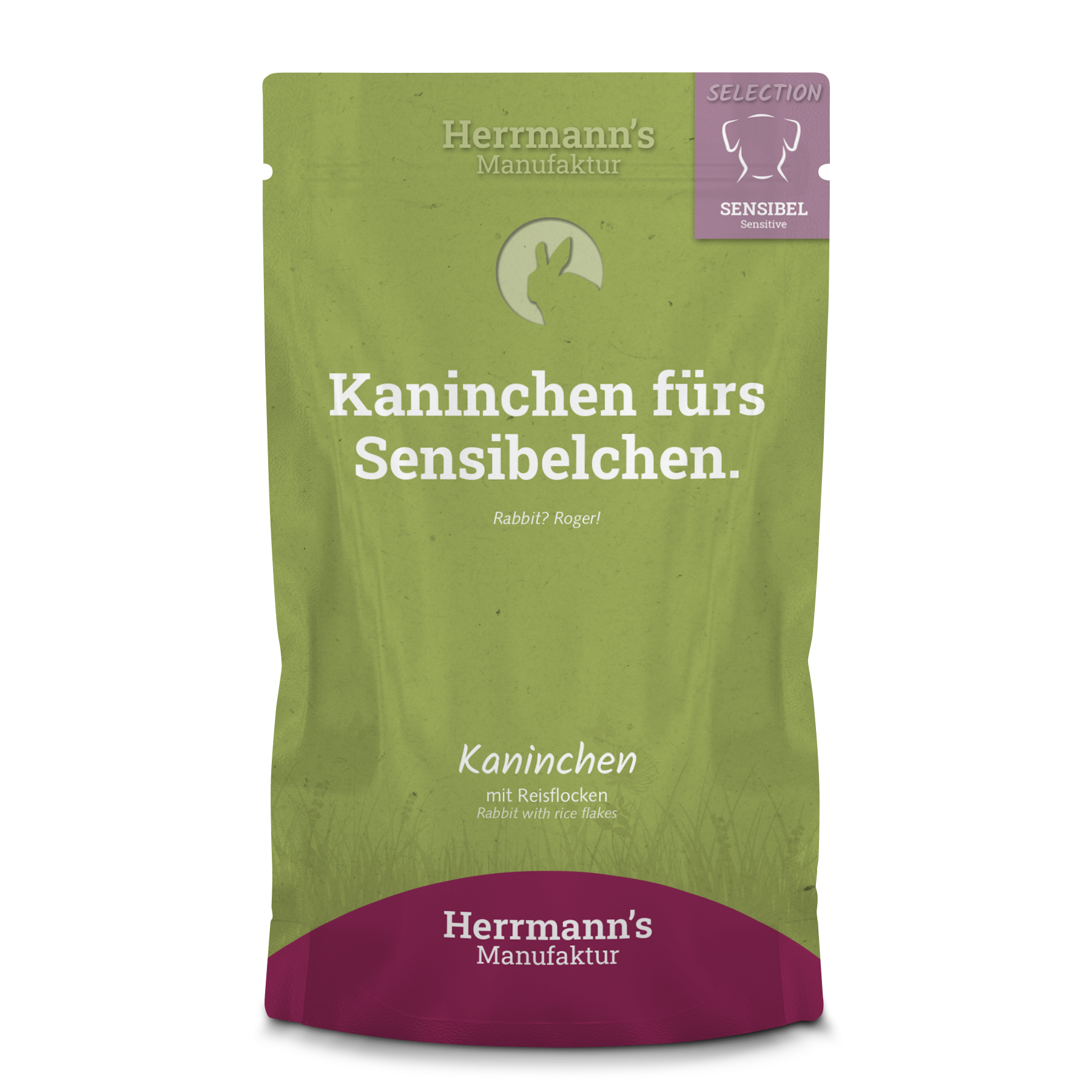 4er-SET Hundefutter Kaninchen NICHT BIO mit Reisflocken 150g Herrmann's - Bild 1