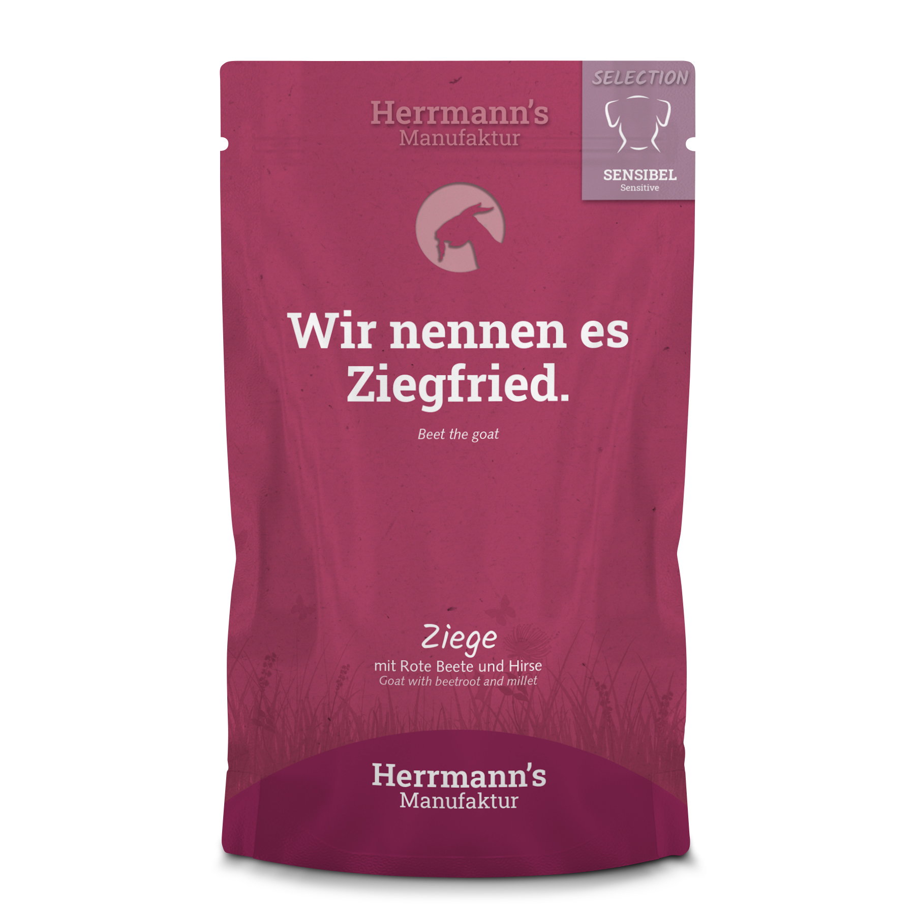 4er-SET Hundefutter Ziege NICHT BIO mit roter Bete und Hirse 150g Herrmann's - Bild 1