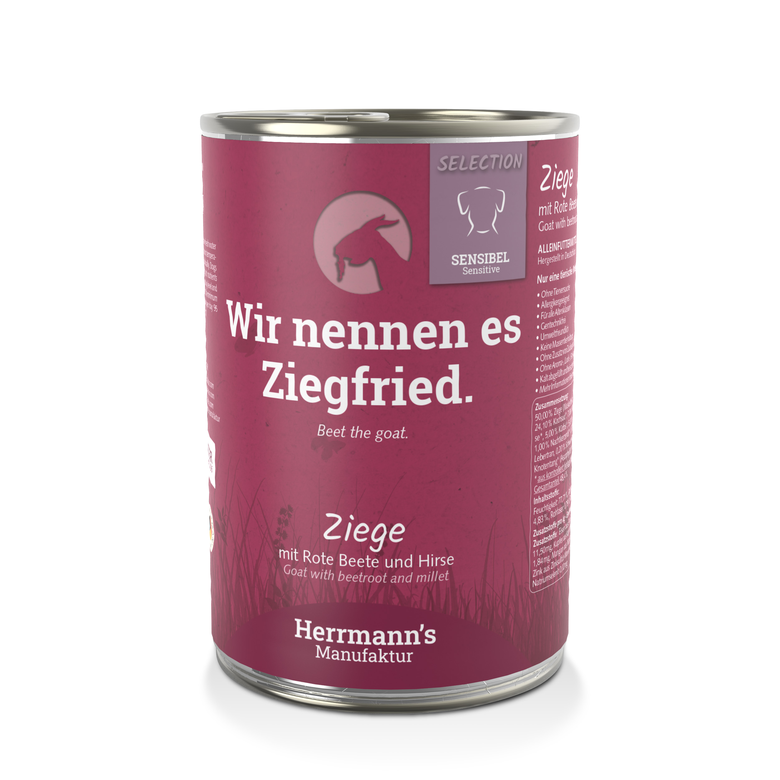 4er-SET Hundefutter Ziege NICHT BIO mit roter Bete und Hirse 400g Herrmann's - Bild 1