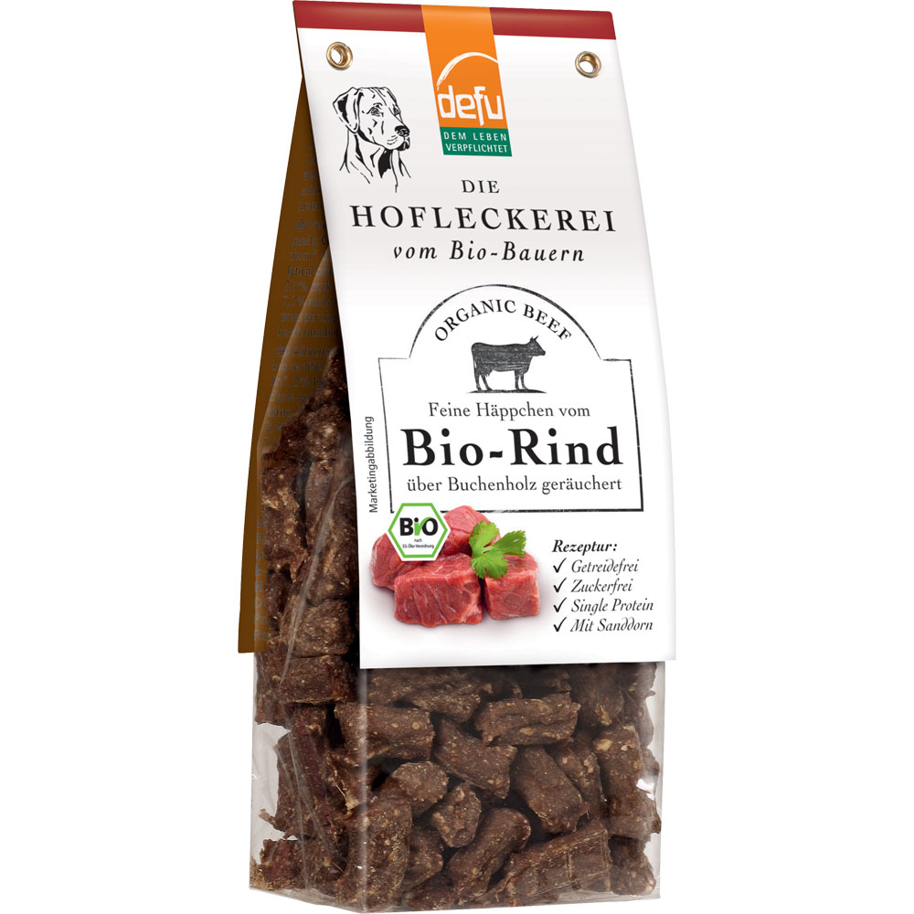 4er-SET Hundeleckerli Feine Häppchen Bio-Rind 125g defu - Bild 1