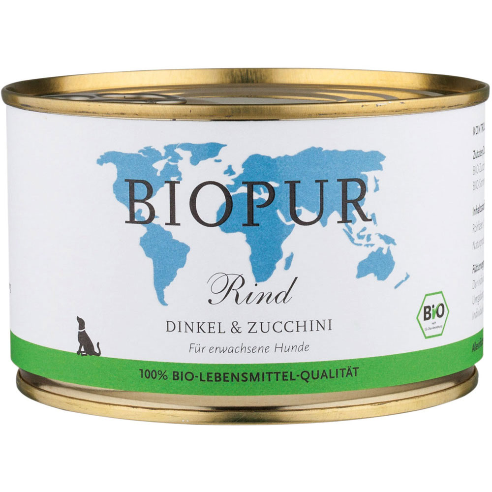 4er-SET Rind, Dinkel & Zucchini 400 g BioPur Bio Hundefutter - Bild 1