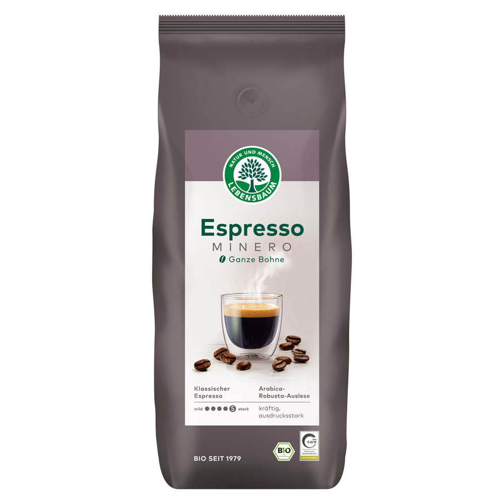 4er-VE Bio Kaffee Espresso Minero, Bohne 1000g Lebensbaum - Bild 1