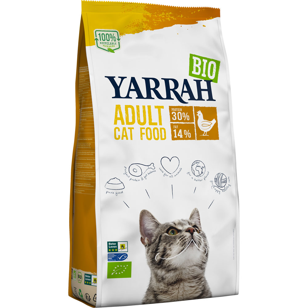 4er-VE Bio Katzen-Trockenfutter Adult Huhn 2,4kg Yarrah - Bild 1