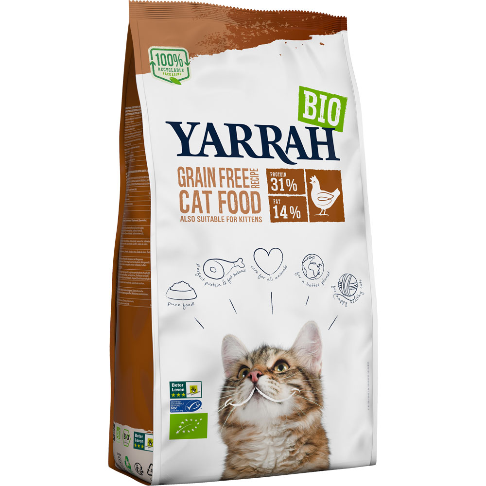 4er-VE Bio Katzen-Trockenfutter Adult+Kitten Huhn und Fisch (MSC) weizenfrei 2,4 - Bild 1