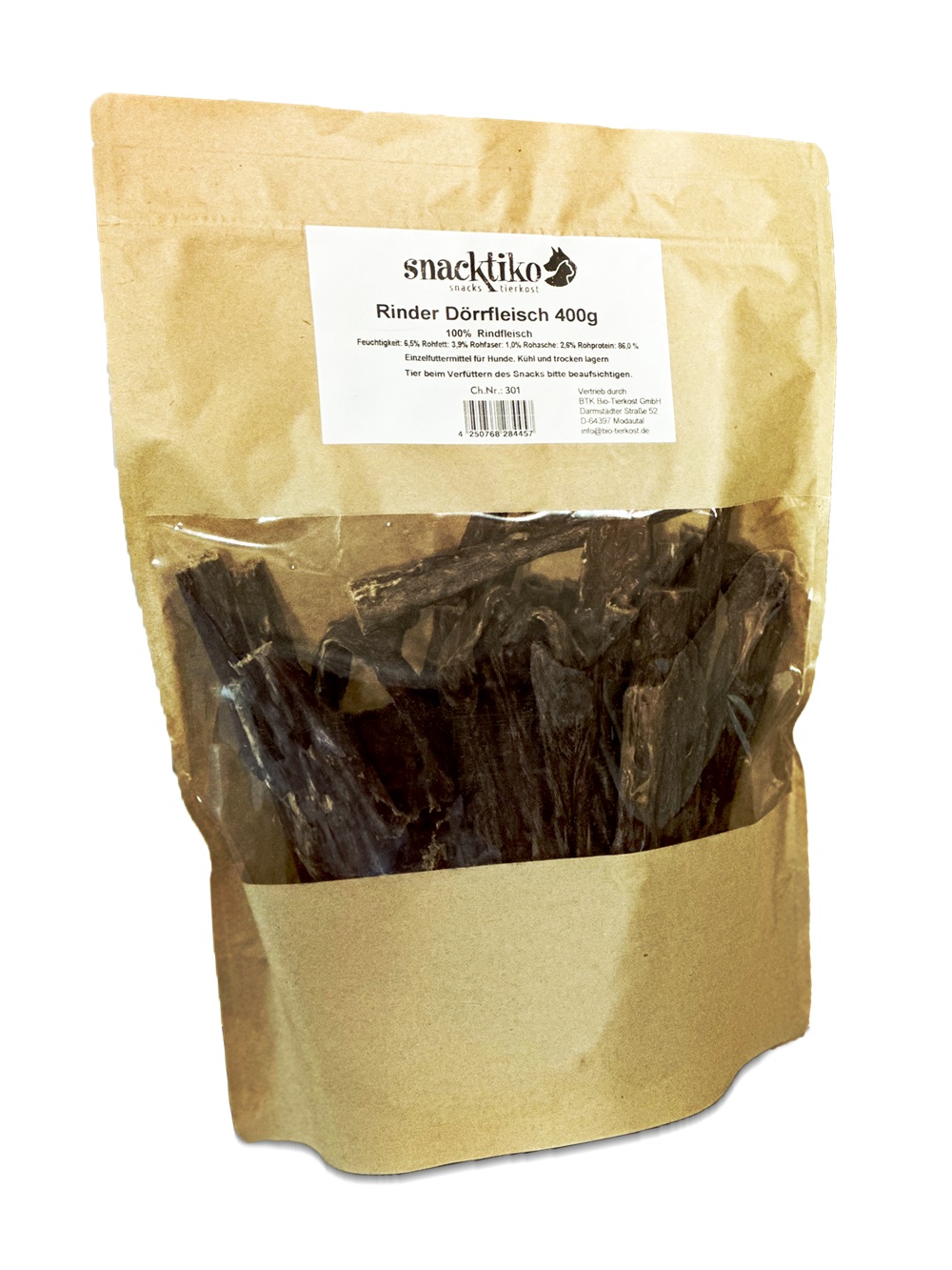 5er-SET Bio Hunde Snack Rinder-Dörrfleisch 400g Snacktiko - Bild 1
