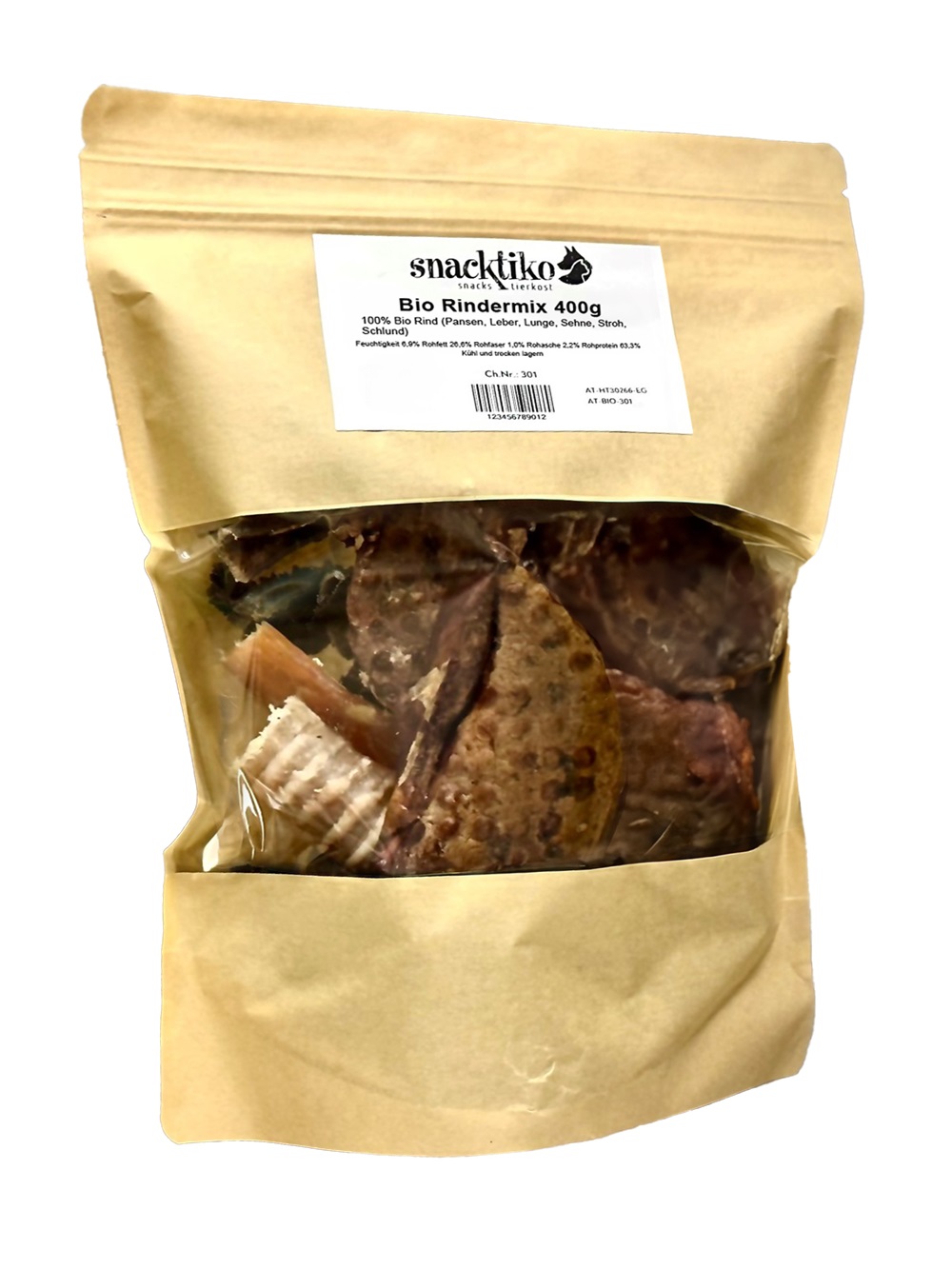 5er-SET Bio Hunde Snack Rinder-Mix 400g Snacktiko - Bild 1