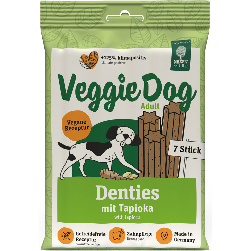 5er-SET Hunde Zahnpflege Snack VeggieDog Denties NICHT BIO 180g Green Petfood - Bild 1