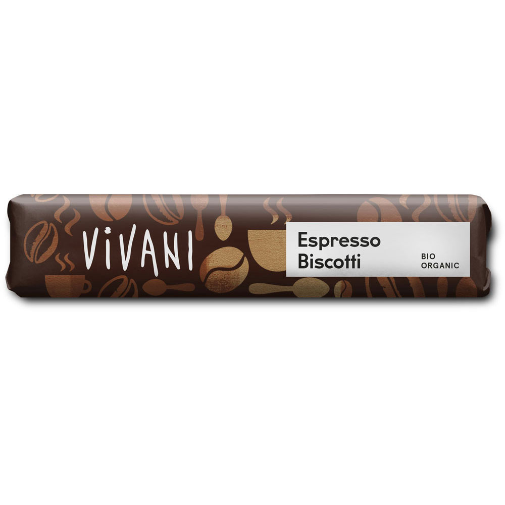 6er-SET Bio Schoko Riegel Espresso Biscotti 40g Vivani - Bild 1