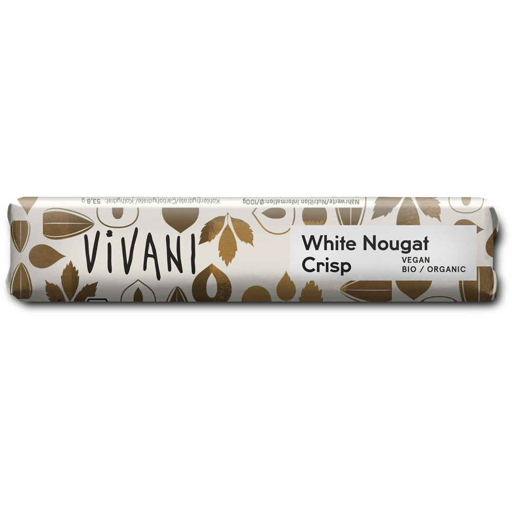 6er-SET Bio Schoko Riegel White Nougat Crisp (mit Reisdrink) 35g Vivani - Bild 1