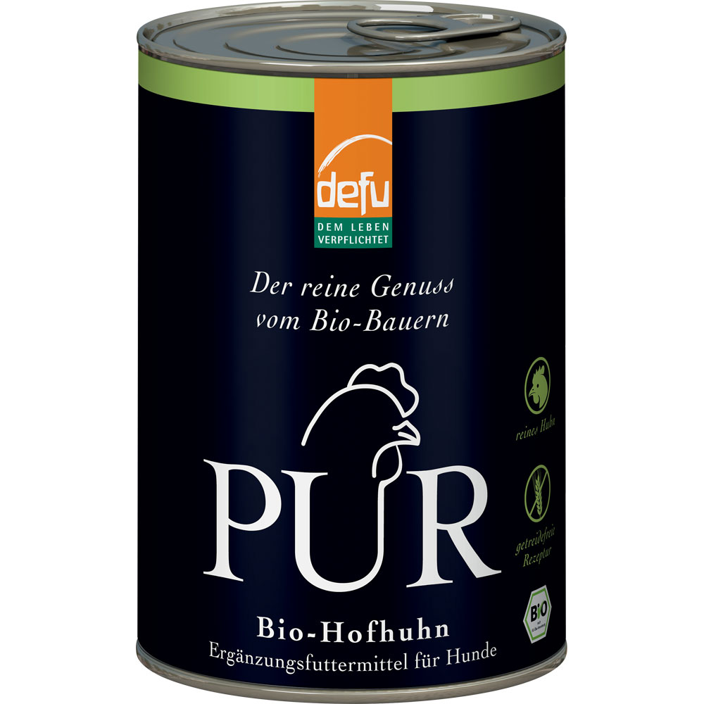 6er-SET Ergänzungsfutter Hund Bio-Hofhuhn PUR, 400 g defu - Bild 1