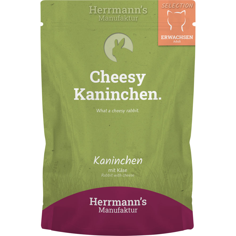 6er-SET Katzenfutter Kaninchen (nicht Bio), Käse, Kokosfl. 100g Herrmann's - Bild 1