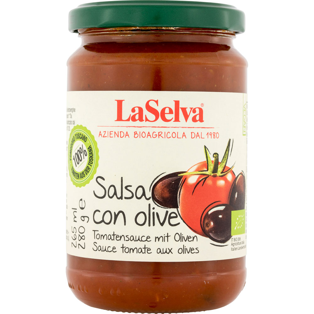 6er-SET  Salsa con Olive-Bio Tomatensauce mit Oliven 280g La Selva - Bild 1