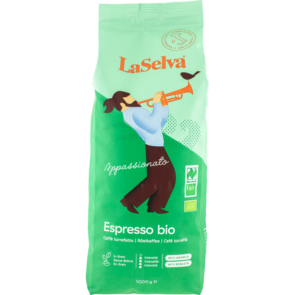 6er-VE Bio Espresso Appassionato, ganze Bohne, 60% Arab.,40% Robusta 1kg LaSelv - Bild 1