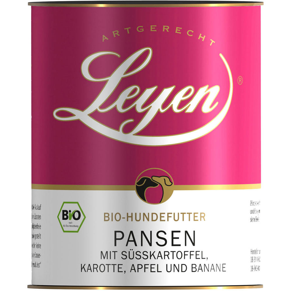 6er-VE Bio Hundefutter Pansen mit Süßkartoffel und Karotte 800g Leyen - Bild 1