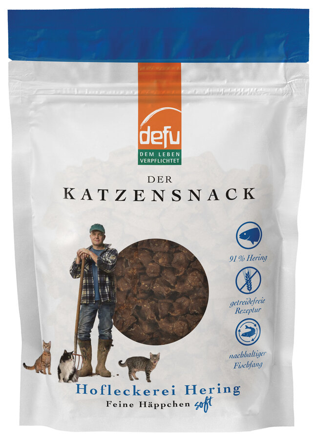 6er-VE Bio Katzenleckerli Hofleckerei Hering Feine Häppchen soft, 80g defu - Bild 1