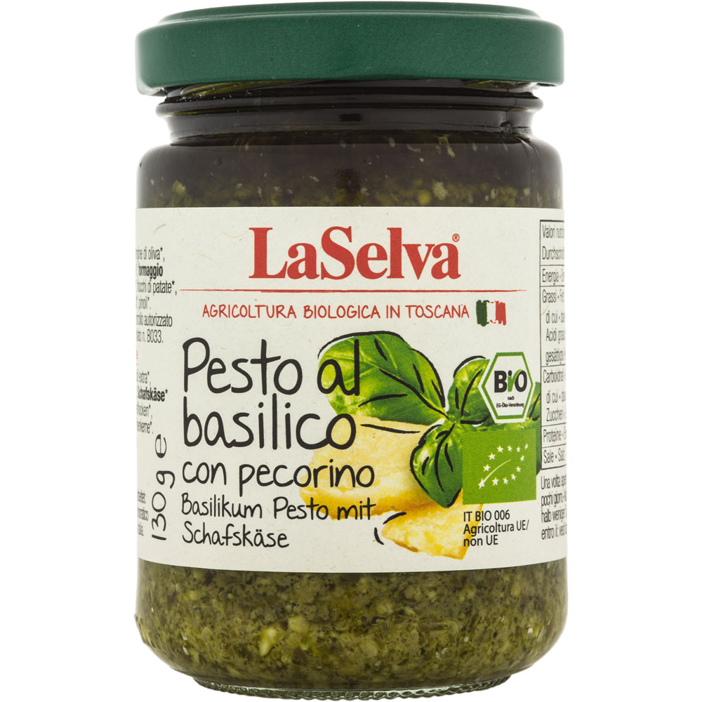 6er-VE Bio Pesto mit Basilikum und Pecorino 130g La Selva - Bild 1