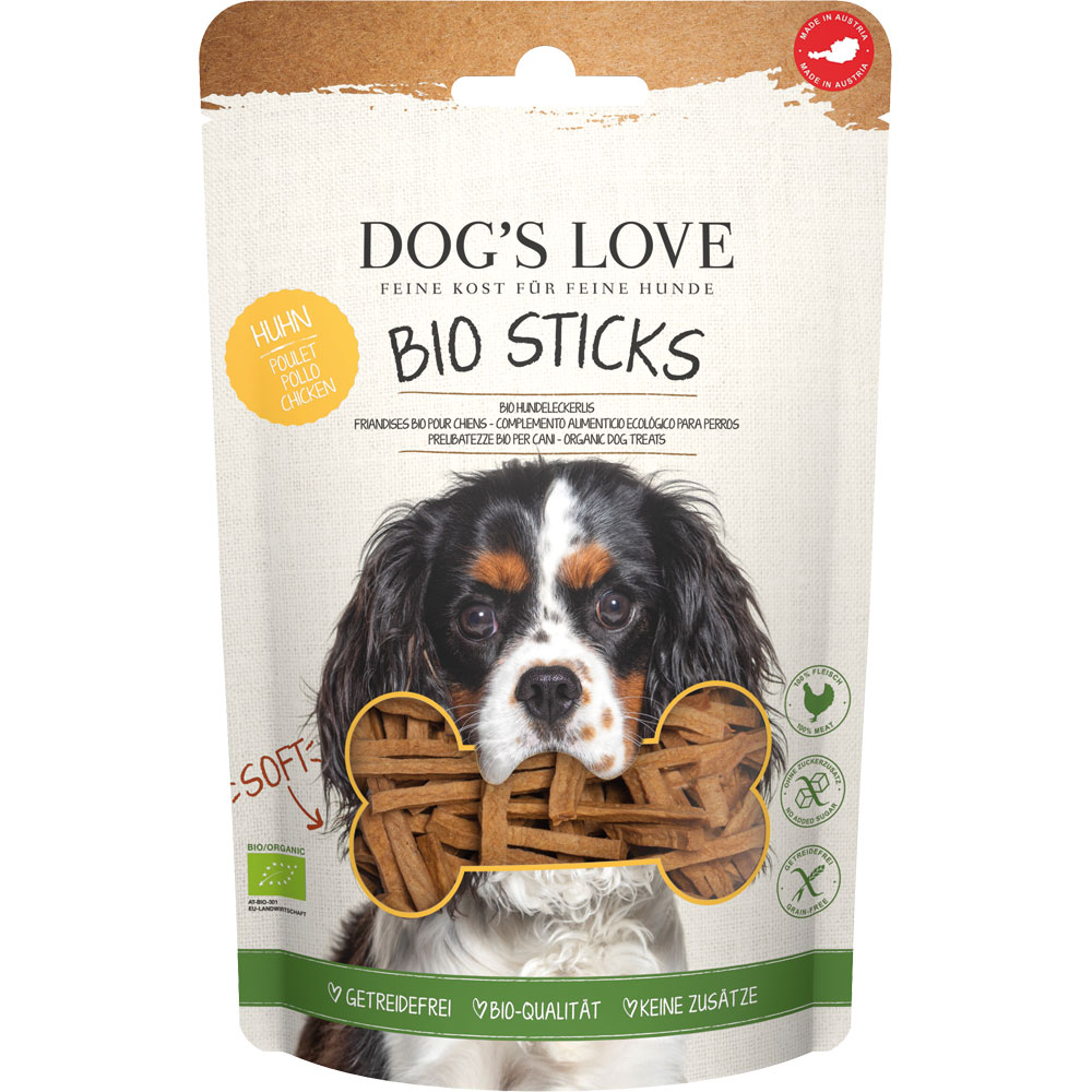 6er-VE Bio Sticks Soft (weiche Hundeleckerli) Huhn 150g Dog's Love - Bild 1