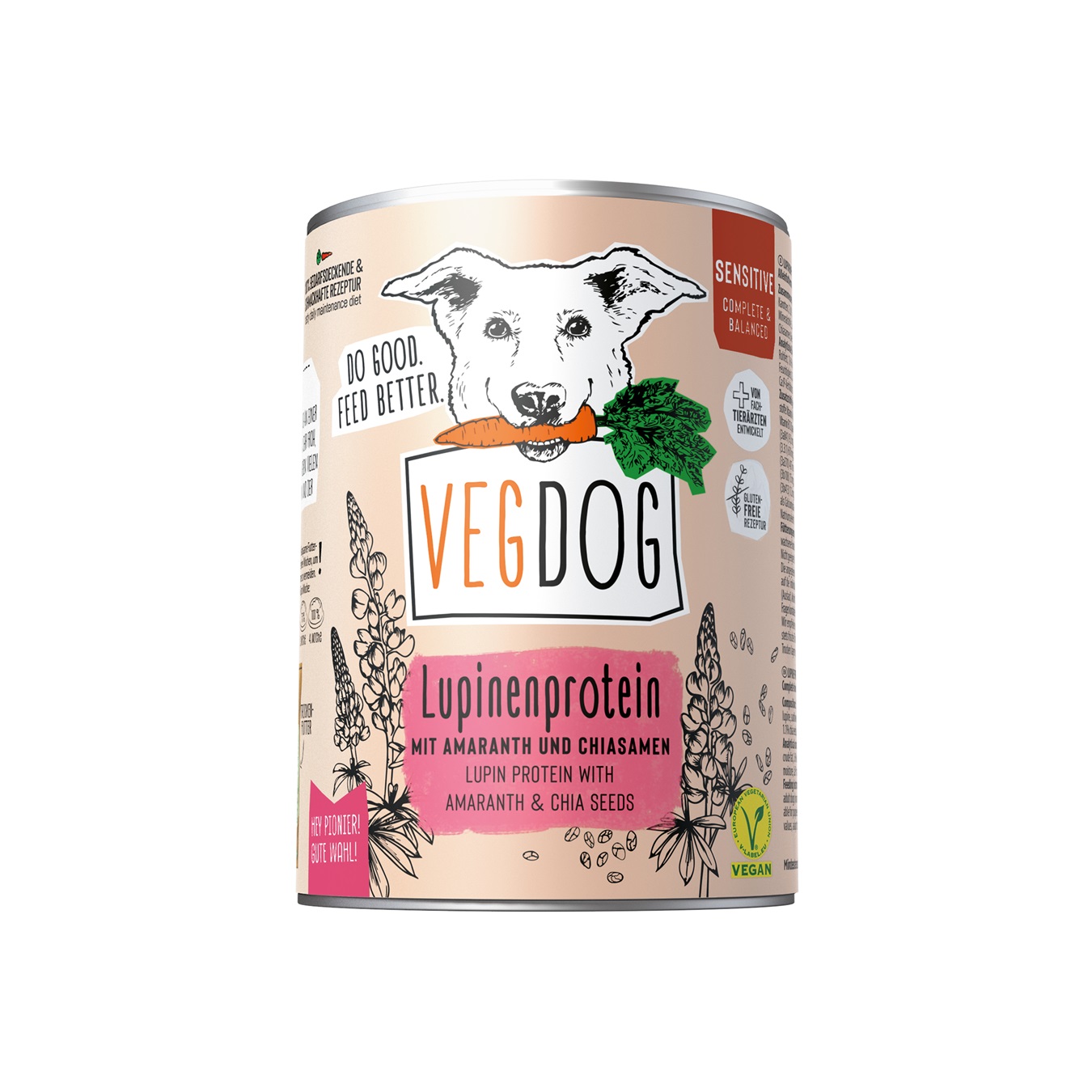 6er-VE Hunde Alleinfutter Sensitive Lupinenprotein, nicht Bio, vegan 400g VEGD - Bild 1