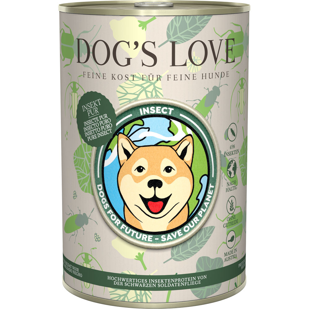 6er-VE Hundealleinfutter (Nassfutter) Insekt pur (nicht Bio) 400g Dog's Love - Bild 1