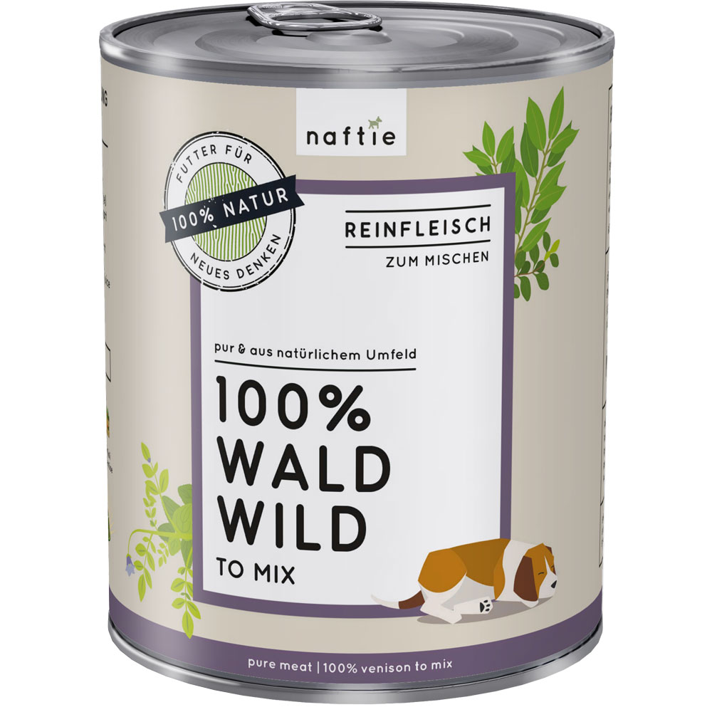 6er-VE Wald Wild 100 %, nicht Bio, Ergänzungsfutter Hund & Katze 800g naftie - Bild 1