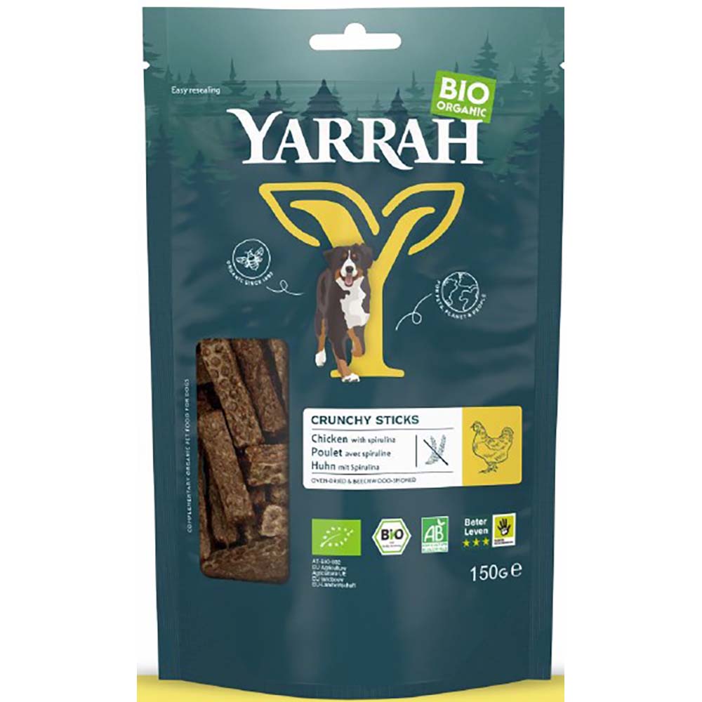 8er VE Crunchy Sticks ofengetrocknet Bio Hunde Snack 150g Yarrah - Bild 1