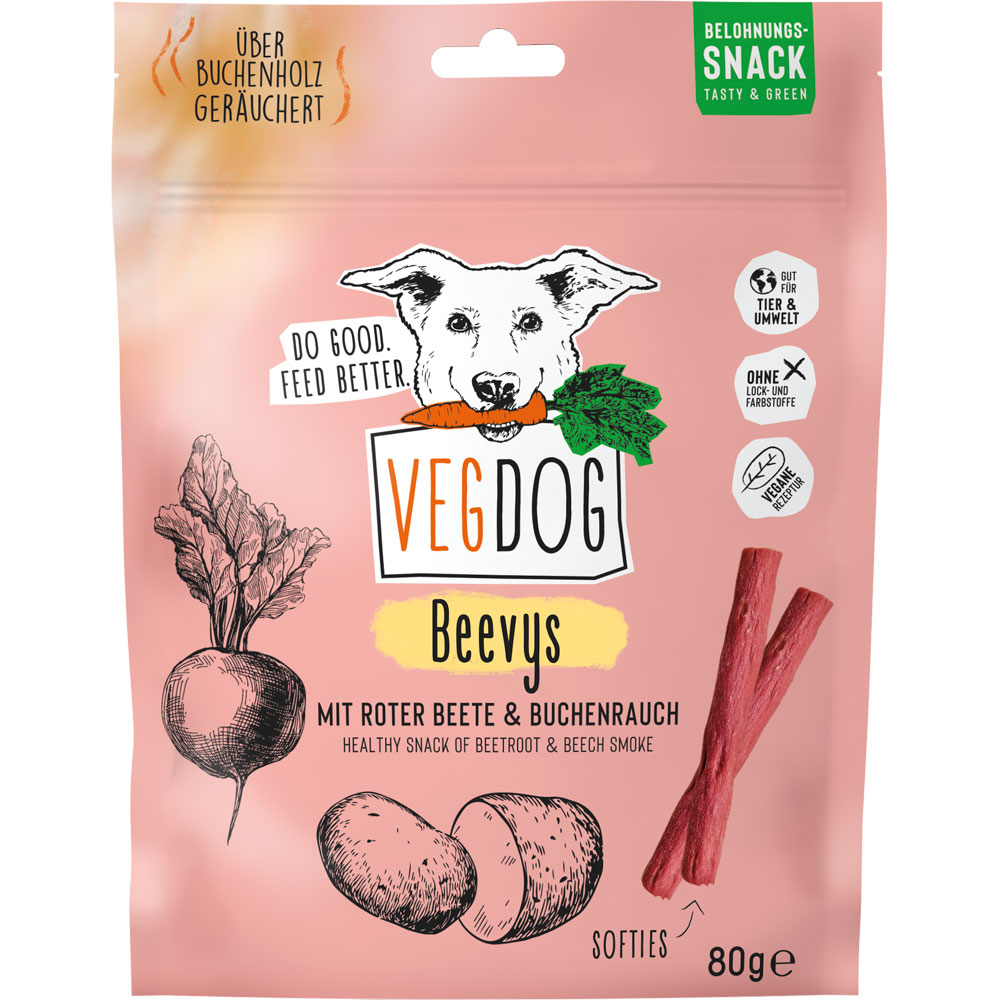 9er-VE Hunde Snack nicht Bio BEEVYS 80g VEGDOG - Bild 1