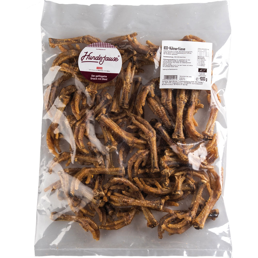 &Auml;nderung ArtNr auf 7369203G      1er-SET Bio H&uuml;hnerf&uuml;&szlig;e 1kg Hundejause - Bild 1