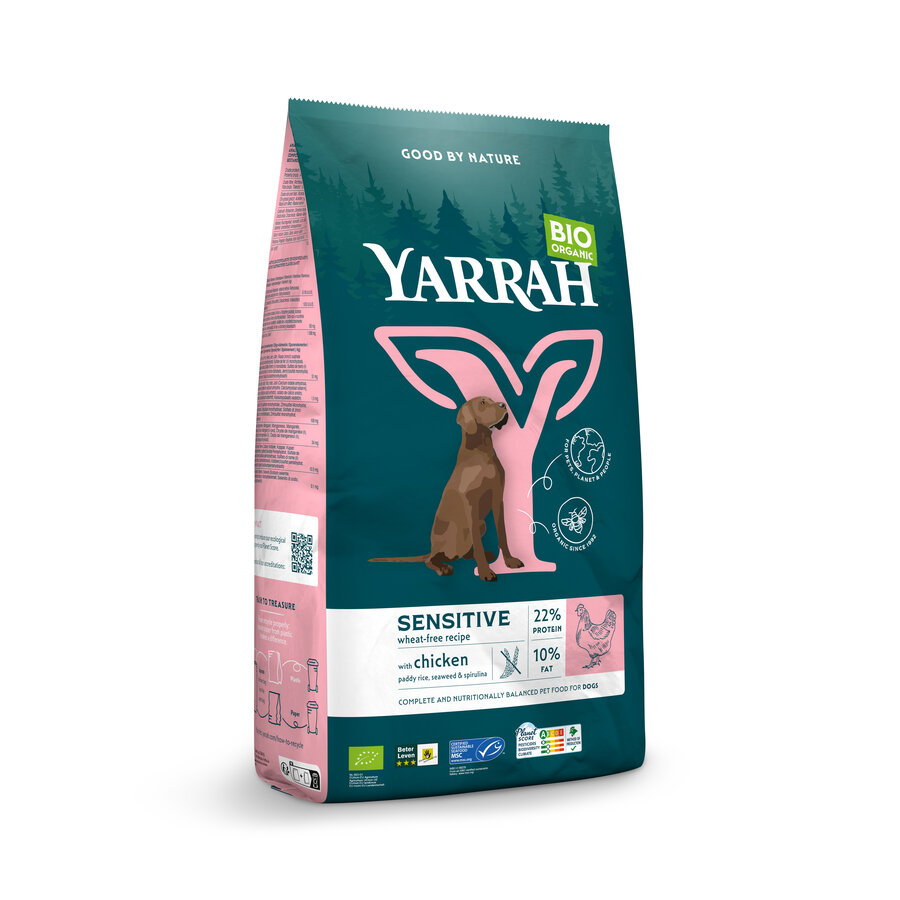 Angebot 4x2kg SET MHD 22.10.25 Bio Hunde-Trockenfutter Sensitive mit Huhn/Reis Yarrah - Bild 1