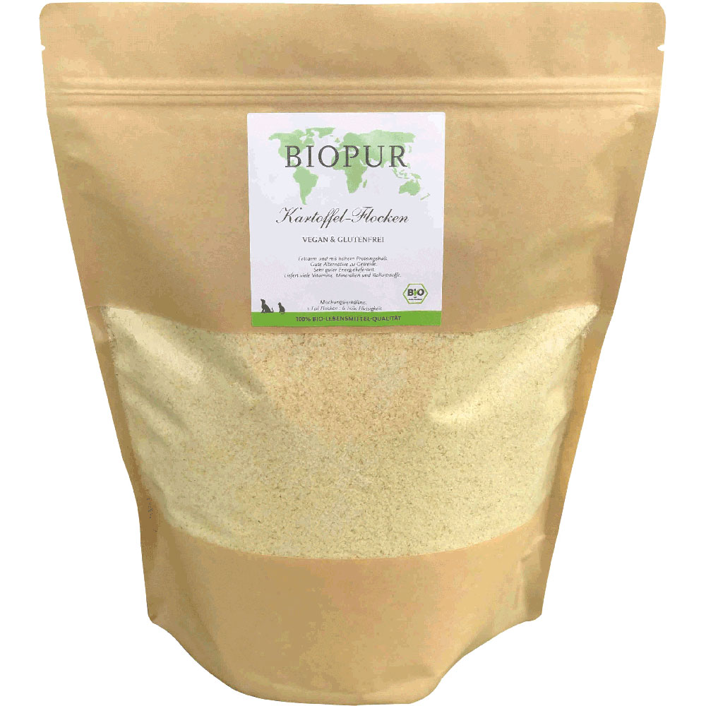 Bio Hunde-Erg&auml;nzungsfutter Kartoffelflocken 1,3 kg Standbodenbeutel BIOPUR - Bild 1