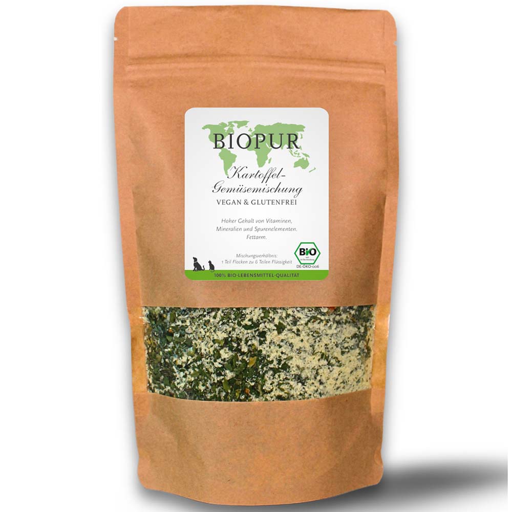 Bio Hundefutter Kartoffel/Gem&uuml;semischung(Spinat/Karotte) 400g Standbodenbtl BIOP - Bild 1