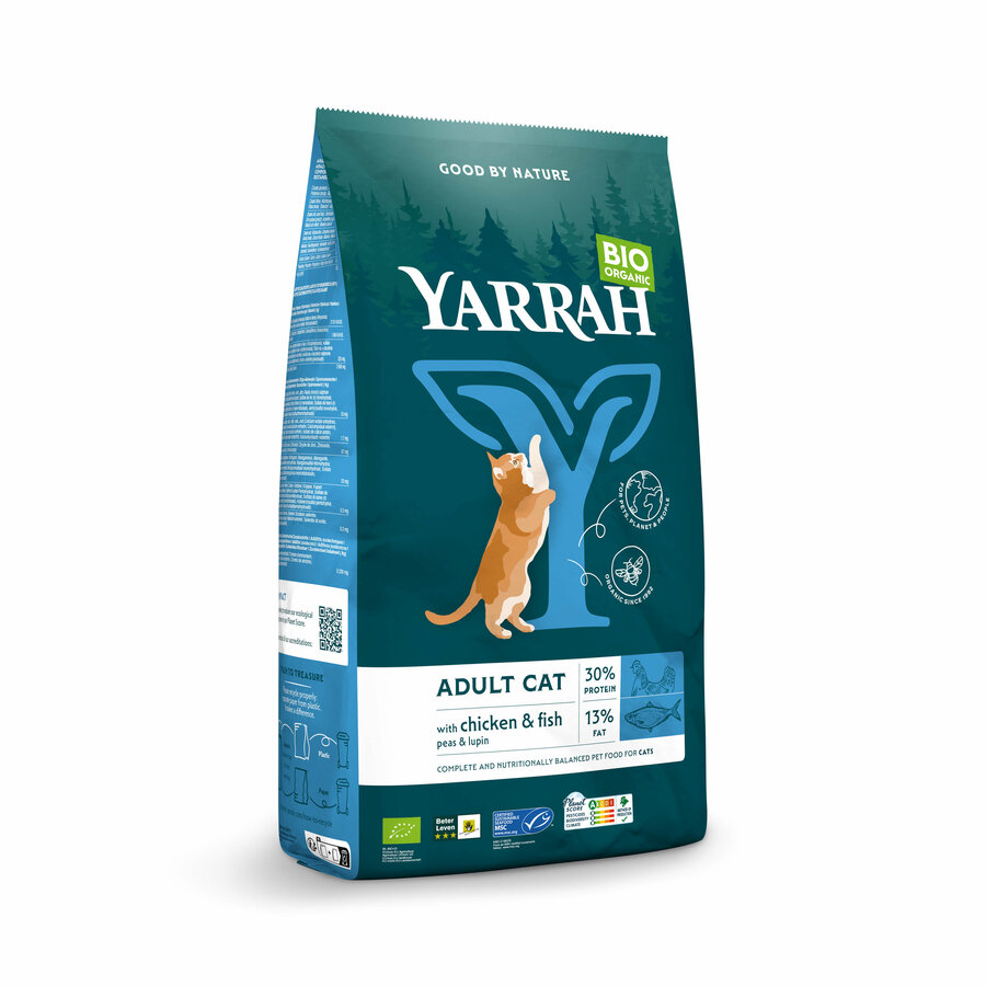 Bio Katzen-Trockenfutter Adult Huhn und Fisch (MSC) 10kg Yarrah - Bild 1