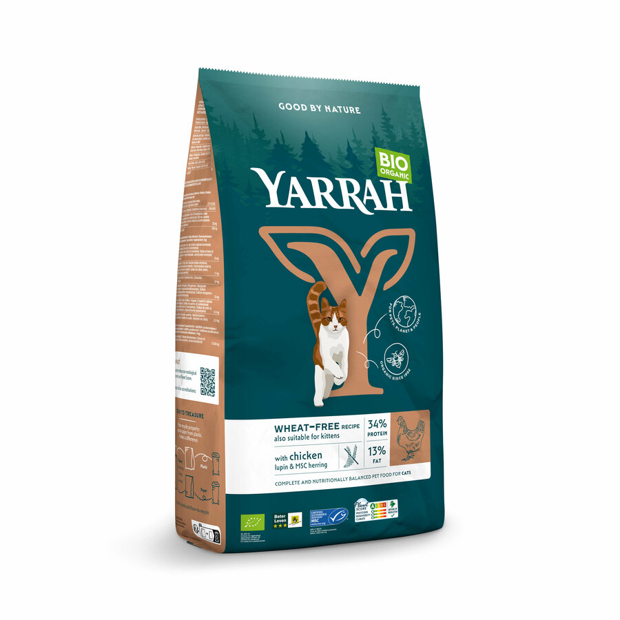Bio Katzen-Trockenfutter Adult+Kitten Huhn und Fisch (MSC) weizenfrei 6kg Yarra - Bild 1