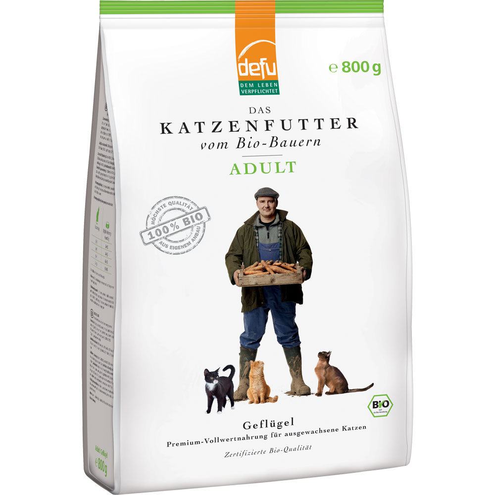 Bio Katzenfutter Adult Geflügel 800g Defu - Bild 1