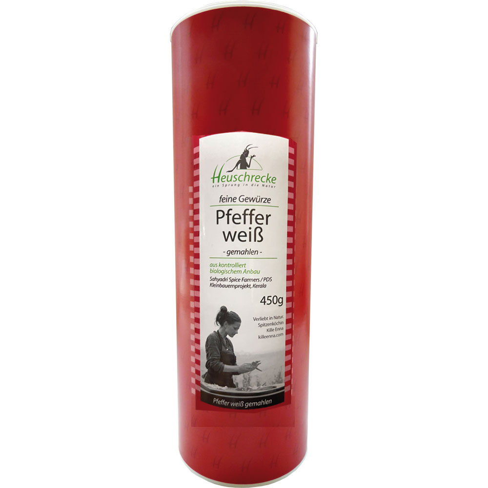 Bio Pfeffer, weiß, gemahlen, 450g Gastro-Streudose Heuschrecke - Bild 1