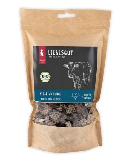 Bio Rind Lunge Traingshappen  Hund Kauartikel 3x150g SET Liebesgut - Bild 1