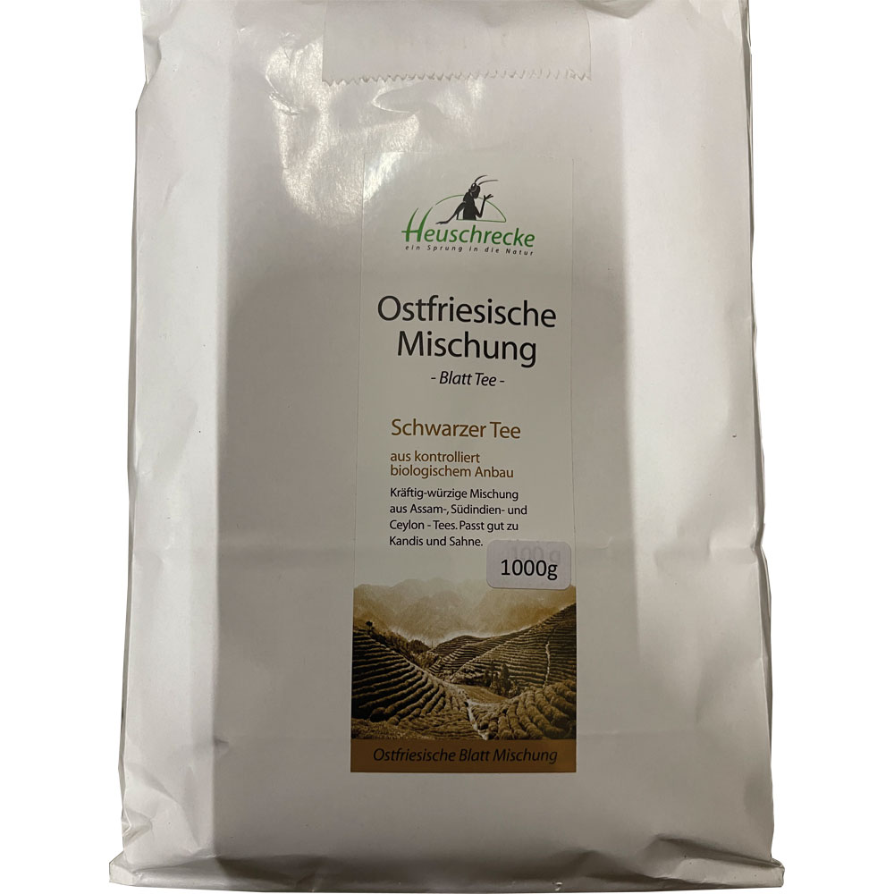 Bio Schwarztee Ostfriesische Mischung, Blatt, 1kg Heuschrecke - Bild 1