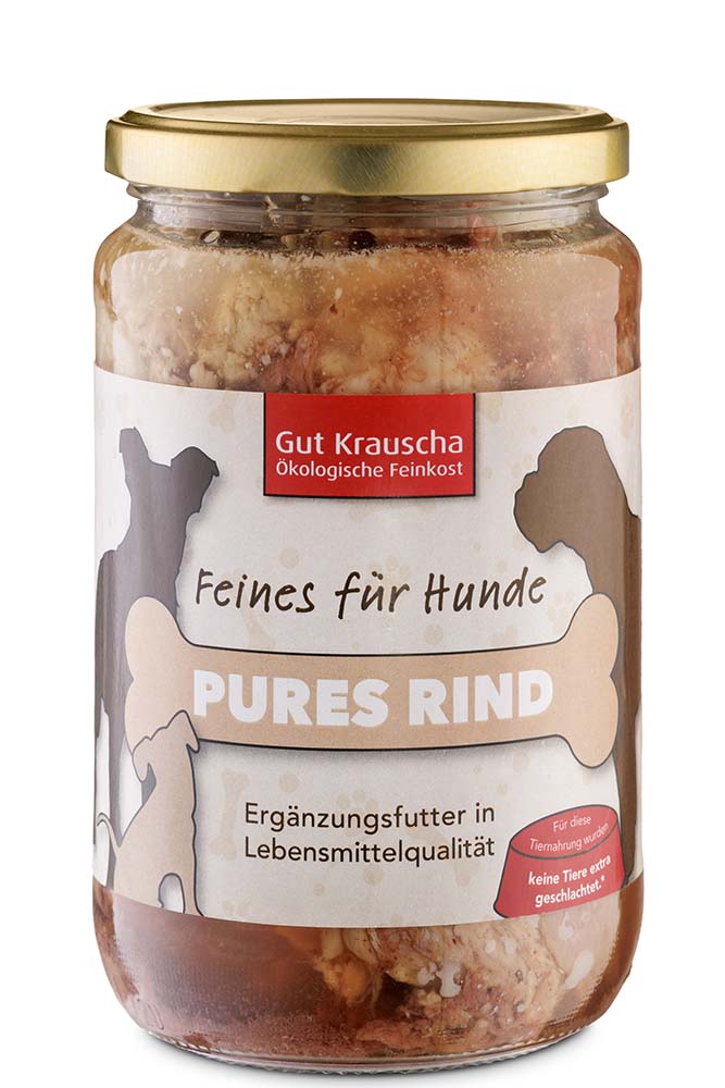 Bio-Tiernahrung Pures Rind im Glas Hunde Erg&auml;nzungsfutter 630g Gut Krauscha - Bild 1