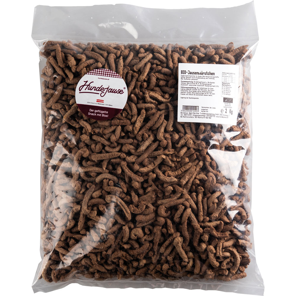 Bitte ArtNr 7369213E benutzen     1er-SET Hundejause Bio JausenW&uuml;rstchen Hunde-Leckerli BigPack 2KG - Bild 1
