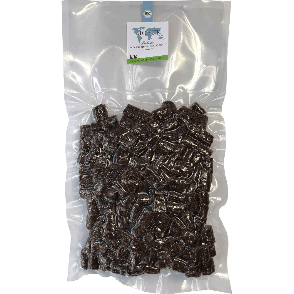 EP KW 38    2er-SET Rindswurst 250g geschnitten (6-9 mm) BIOPUR Bio Hunde Leckerli - Bild 1