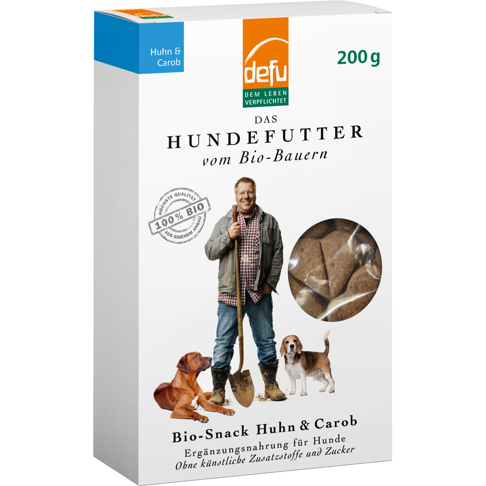 EP unklar 3er-SET Bio Hunde Leckerlie Huhn Carob 200g Defu - Bild 1