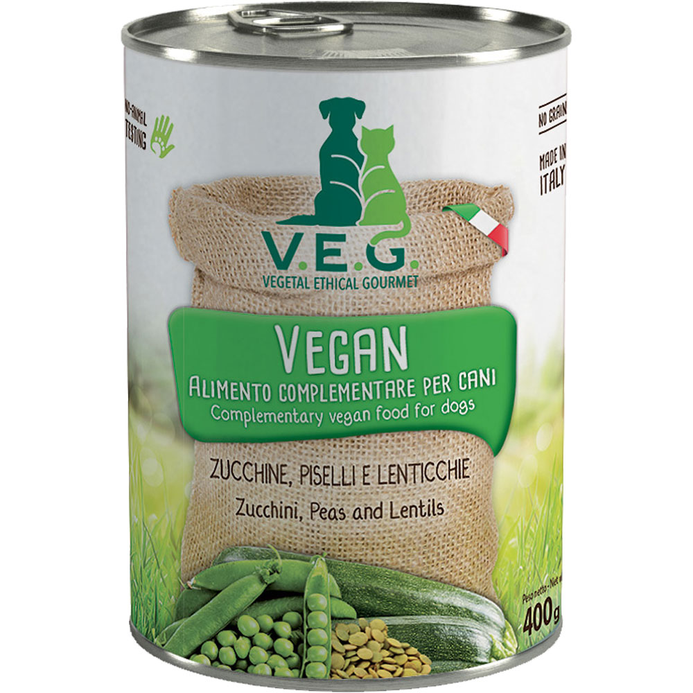 Ergänzungsf. Hund und Katze VEGAN Zucchini Erbsen Linsen  400g (nicht Bio) V.E.G - Bild 1