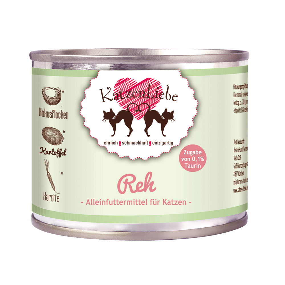 Erg&auml;nzungsfutter Katze Reh Kartoffeln (NICHT BIO), 200g Katzenliebe - Bild 1