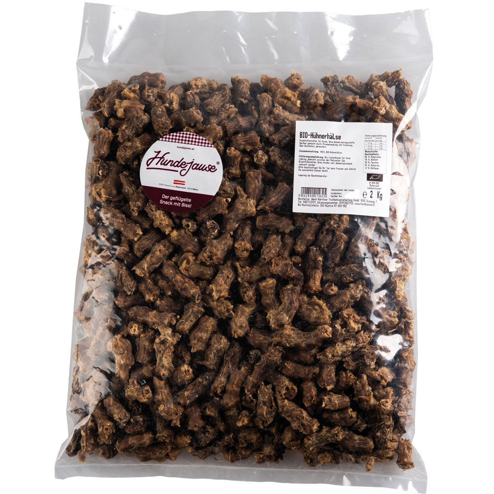Hundejause  Bio-H&uuml;hner JausenH&auml;lse Hunde-Leckerli BigPack 2KG - Bild 1