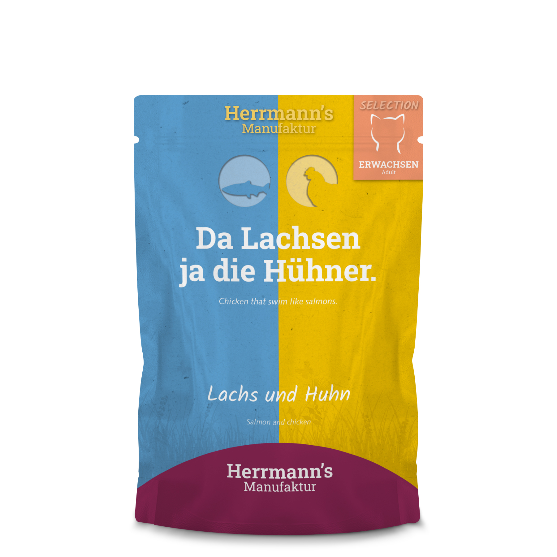 Katzenfutter Lachs NICHT BIO mit Bio-Huhn 100g Getreidefrei Herrmann's - Bild 1