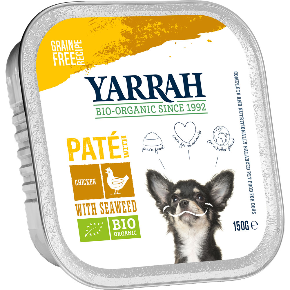 MHD 01.05.2023    4er-SET Wellness-Paté Huhn Seetang 150g Yarrah Bio Hundefutter - Bild 1