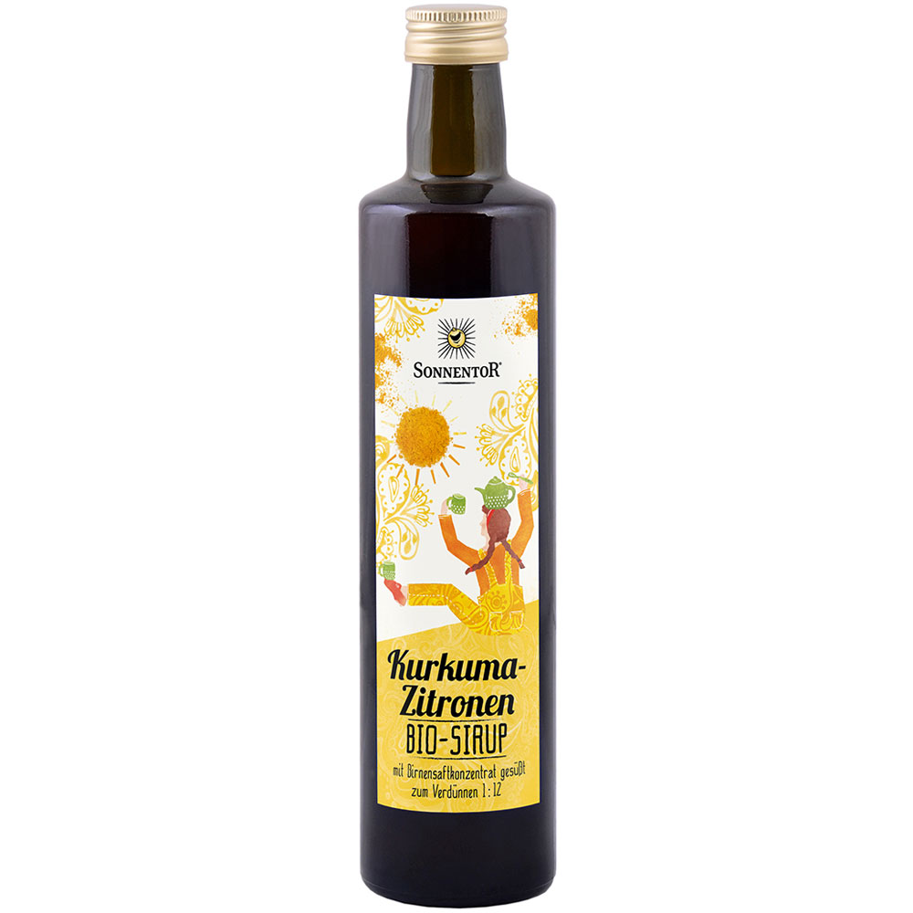 MHD 31.12.2026   6er-VE Bio Kurkuma-Zitronen Sirup 500ml Sonnentor - Bild 1